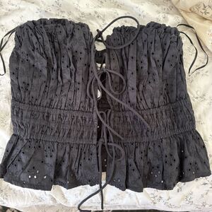 Abercrombie Black Eyelet Lace-Up Top – Size Small - NWT